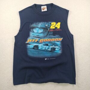 Vtg 90's Jeff Gordon NASCAR Sleeveless Shirt Men's L Blue Tank Top 2Sided Racing
